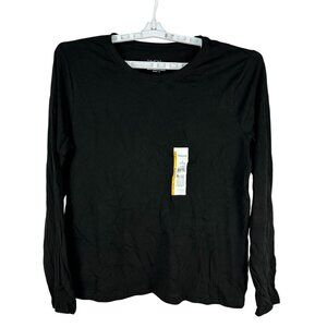 Time And Tru Black Long Sleeve Tee Large 12 14 Standard Fit Crew Neck New